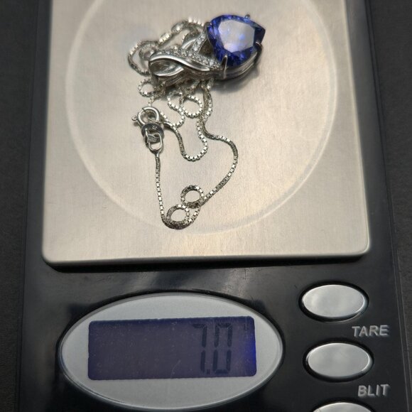 18 Inch Sterling Silver Iolite Heart Gemstone Pendant Necklace A6271 - Picture 8 of 8